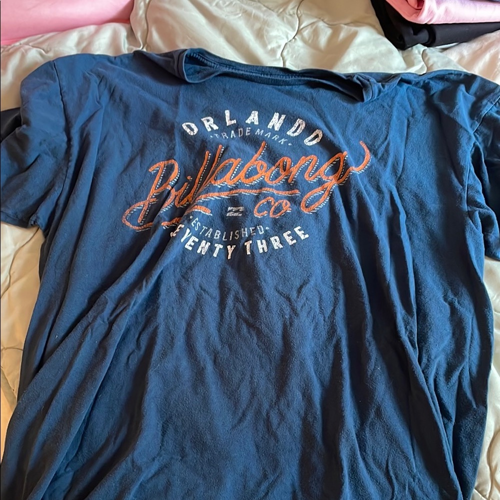 Billabong Blue and Orange Short Sleeve Tee